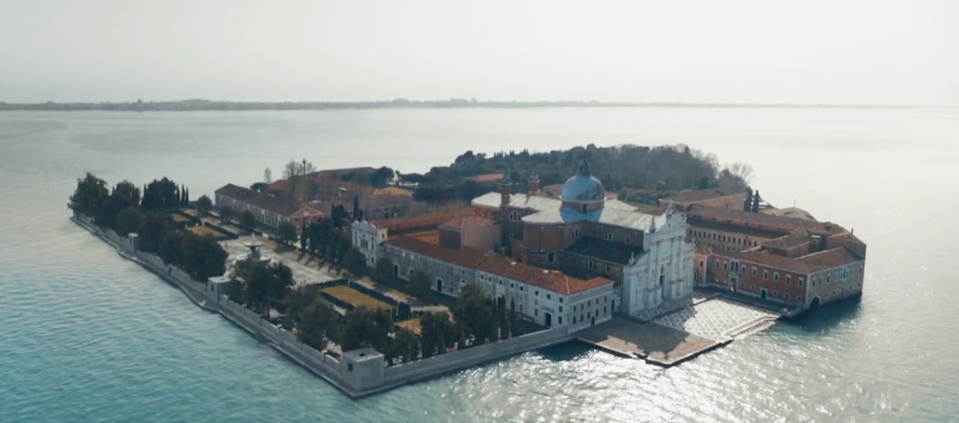 Vue aérienne du siège de la Congrégation à Venise, Isola della Stella